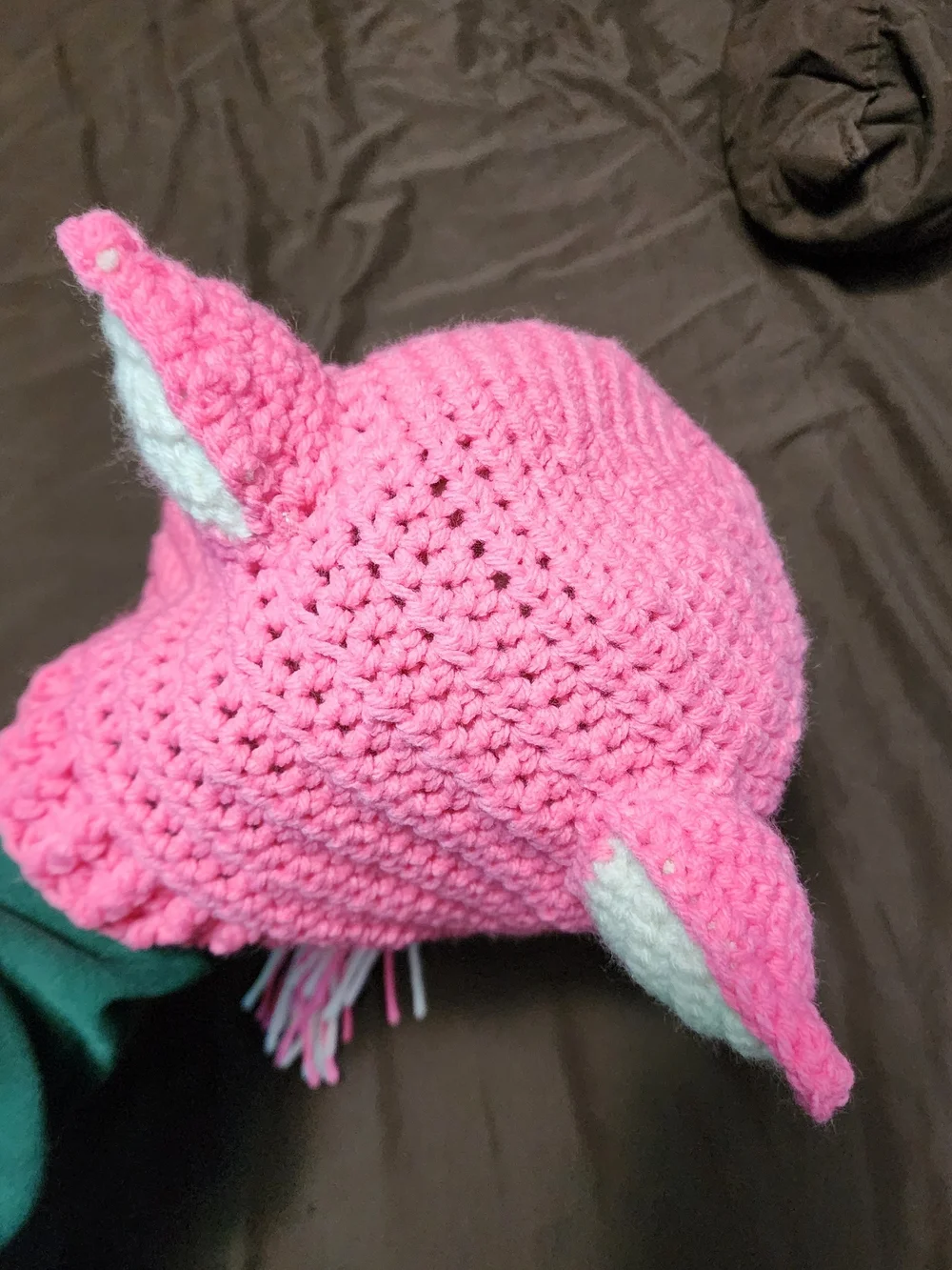 Kids Pink & White Cat Ear Knit Hat
